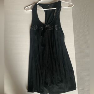 INC Beautiful race back beaded shirt in black. Perfect for holidays!